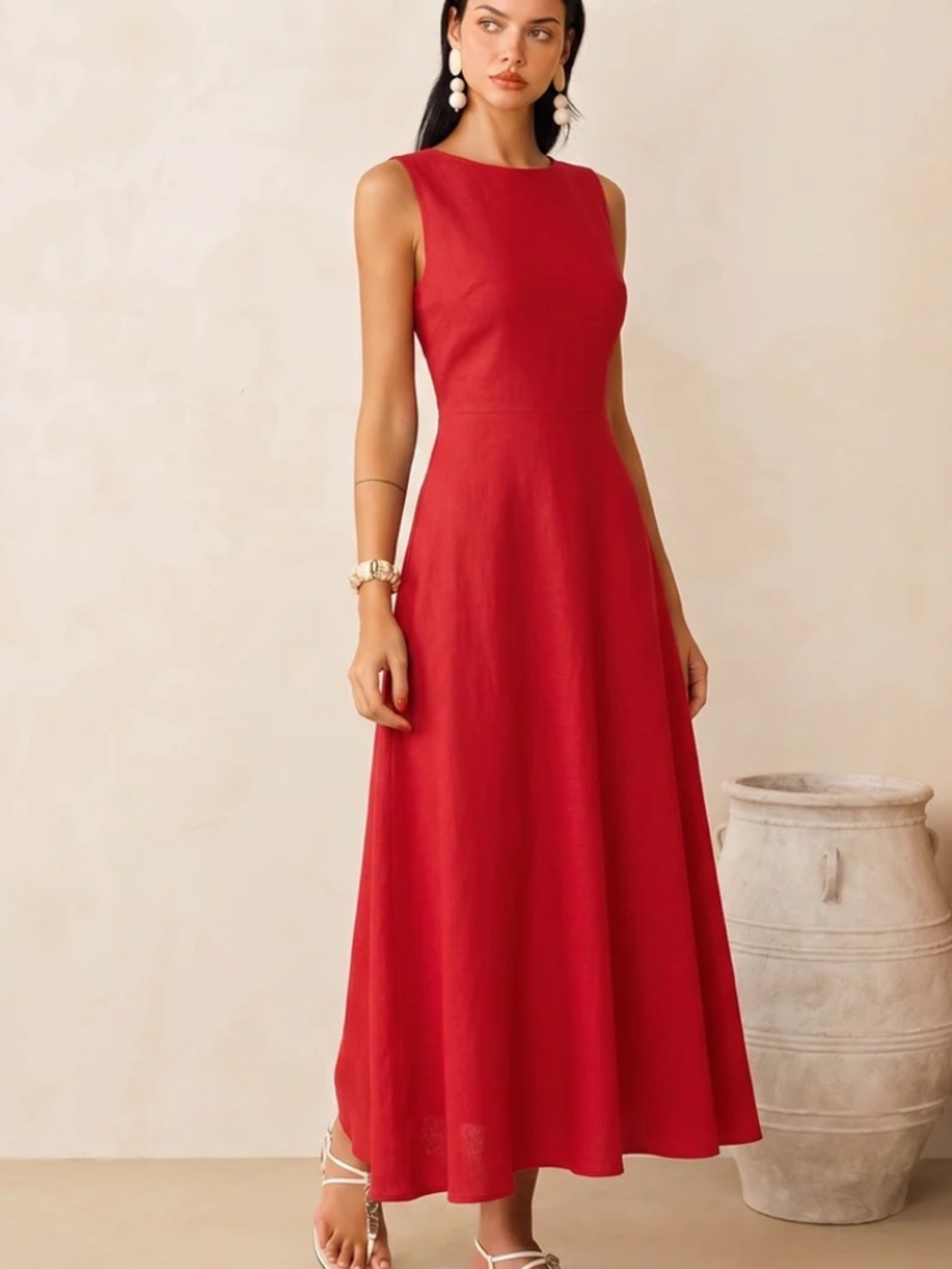 NWT - Sleeveless Linen Blend Maxi Dress